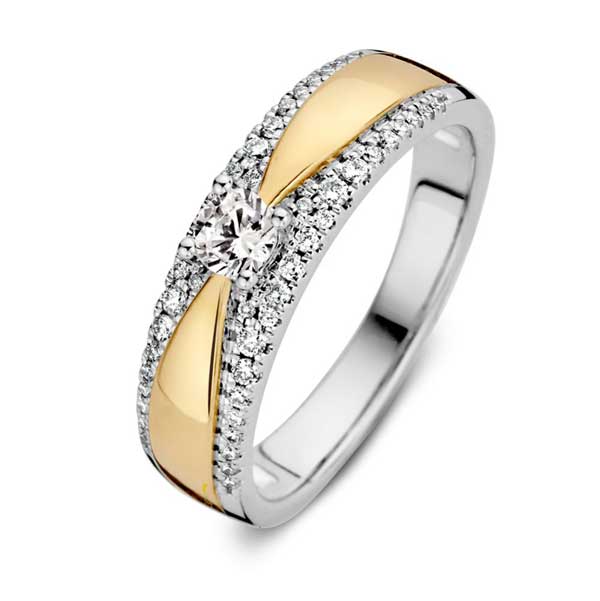 beeld Verstrooien Aangenaam kennis te maken Verloving-solitair ring- 585 ct witgoud. Circles verlovingsringen